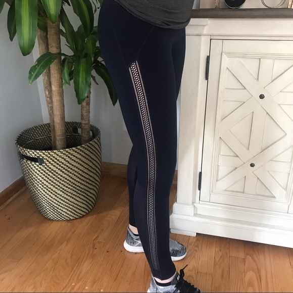 Dark Navy Knockout Leggings with Mesh Detail 💙 - Picture 1 of 7